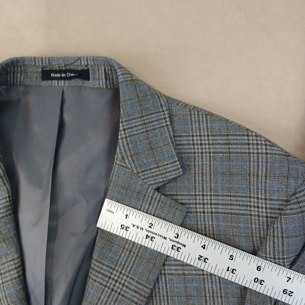 Pronto Uomo Platinum‎ 38R Mens Blazer Sport Coat Plaid Gray 19x30 Modern London